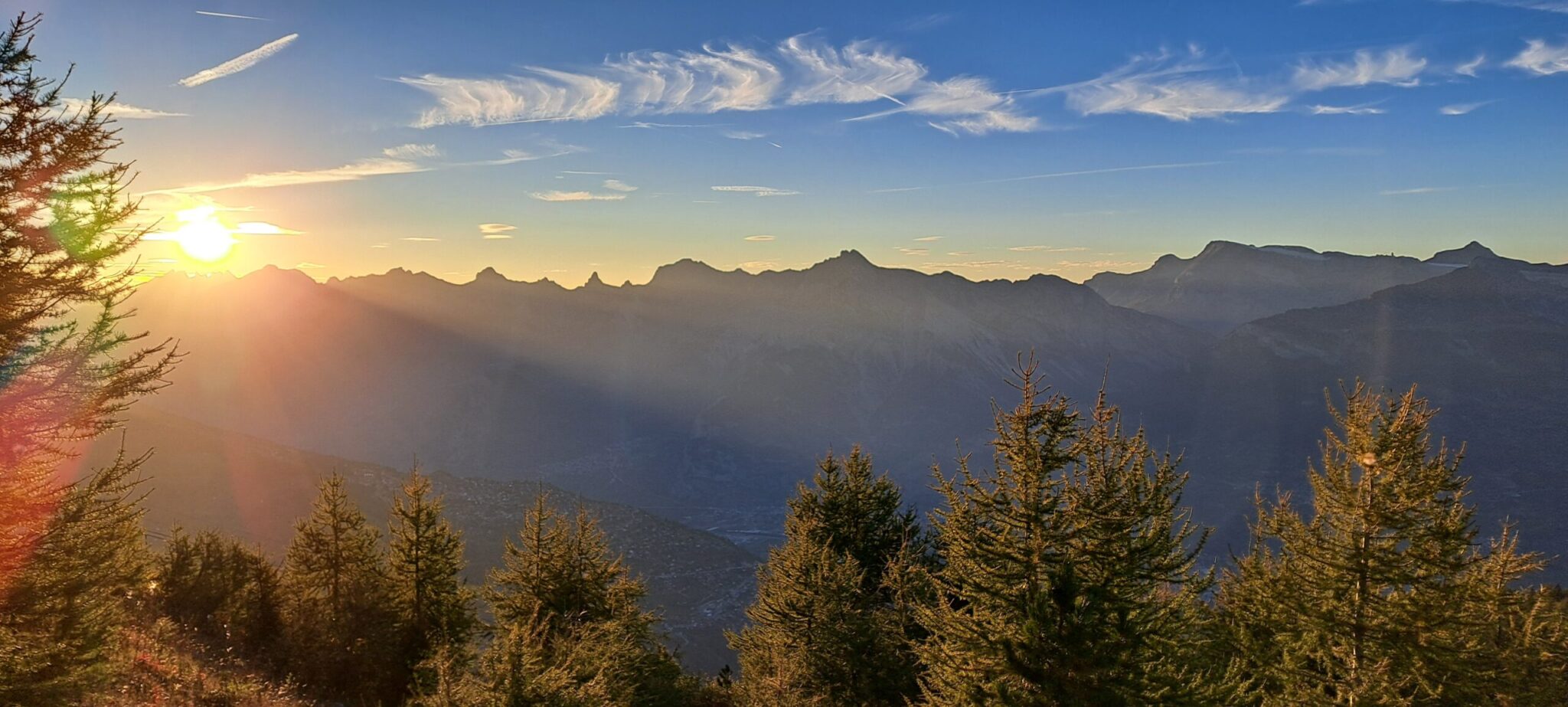 coucher de soleil aux Crêtes